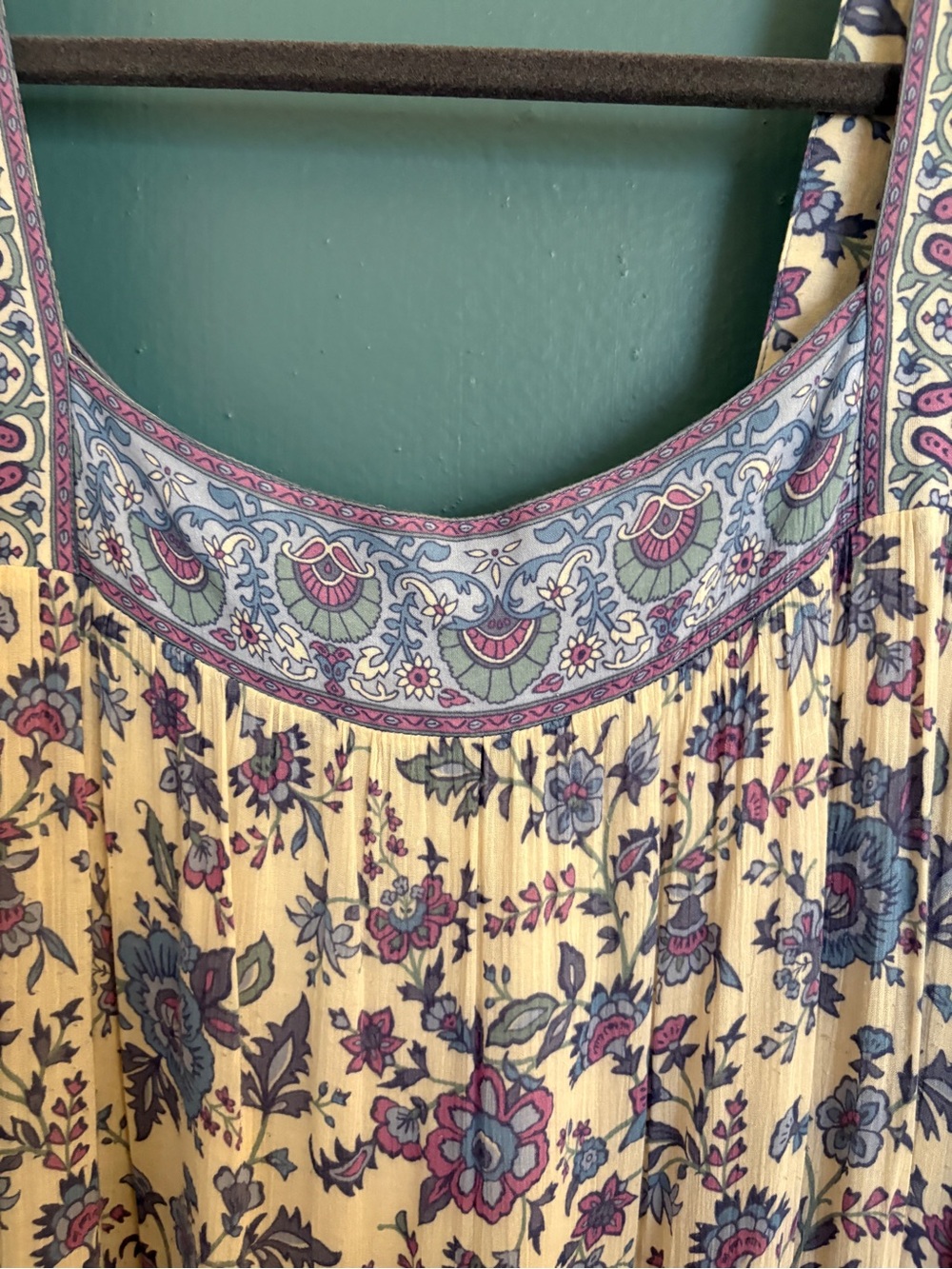 Spell Cream Maxi Dress with Blue and Purple Floral Print - Picture 3 of 11